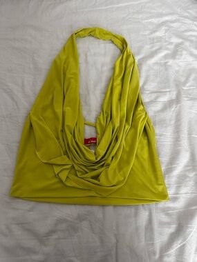 3 for $6 Rainbow Lime Green Draped Scarf Top